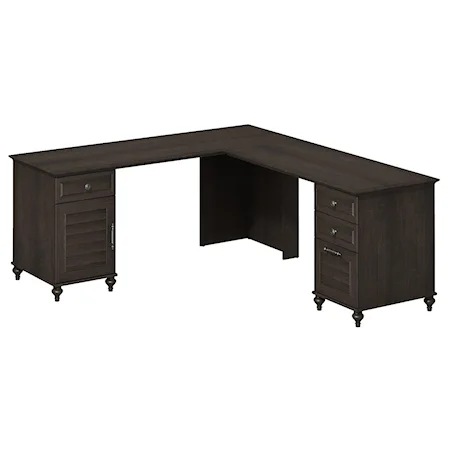 Double Pedestal L-Desk with Door and Drawers